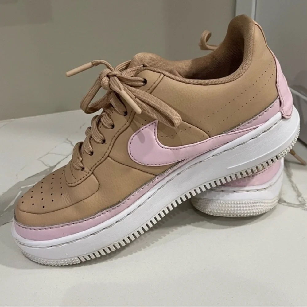 Nike, *rare* Women's Air Force One Jester XX Tan and Pink Sneakers, Size 9